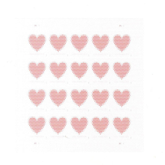 Made of Hearts Sheet of 20 USPS First Class Forever Postage Stamps Wedding Celebration
