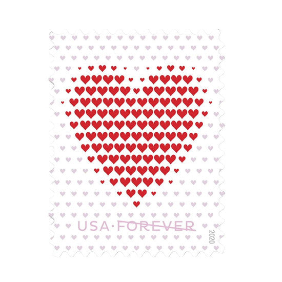 Made of Hearts Sheet of 20 USPS First Class Forever Postage Stamps Wedding Celebration