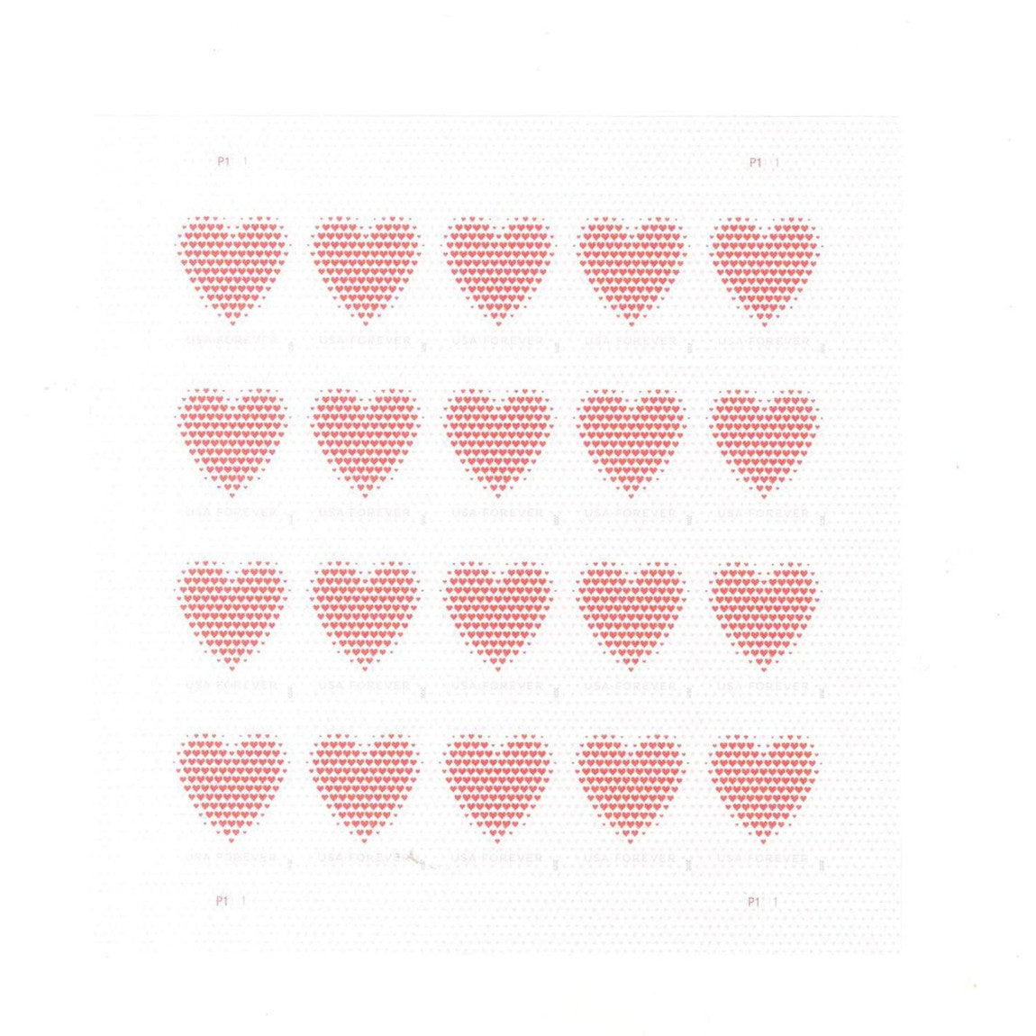 Made of Hearts Sheet of 20 USPS First Class Forever Postage Stamps Wedding Celebration