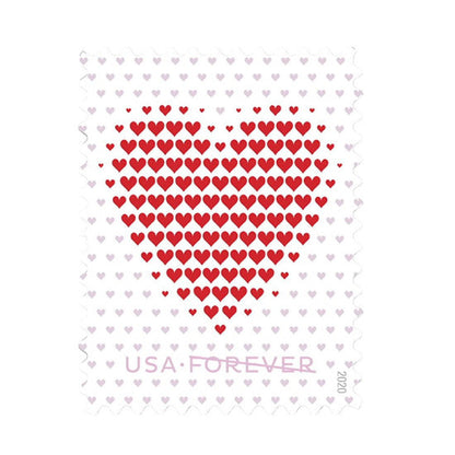 Made of Hearts Sheet of 20 USPS First Class Forever Postage Stamps Wedding Celebration